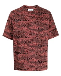 T-shirt girocollo leopardata rossa di Kenzo