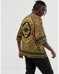 T-shirt girocollo leopardata senape di ASOS DESIGN