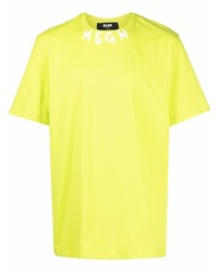T-shirt girocollo lime di MSGM