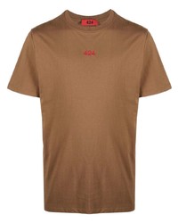 T-shirt girocollo marrone chiaro di 424