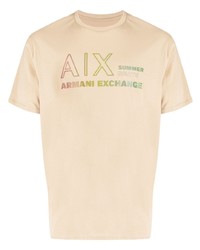 T-shirt girocollo marrone chiaro di Armani Exchange