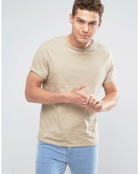 T-shirt girocollo marrone chiaro di Asos