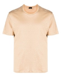 T-shirt girocollo marrone chiaro di Brioni