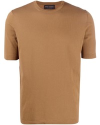 T-shirt girocollo marrone chiaro di Dell'oglio