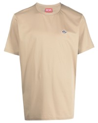 T-shirt girocollo marrone chiaro di Diesel