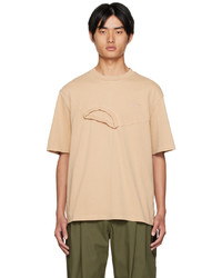 T-shirt girocollo marrone chiaro di Feng Chen Wang