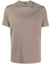 T-shirt girocollo marrone chiaro di Finamore 1925 Napoli