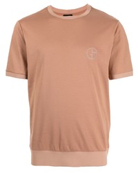T-shirt girocollo marrone chiaro di Giorgio Armani
