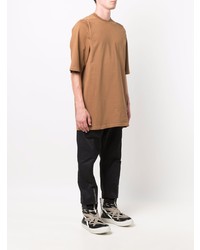 T-shirt girocollo marrone chiaro di Rick Owens