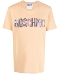 T-shirt girocollo marrone chiaro di Moschino