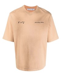 T-shirt girocollo marrone chiaro di Off-White