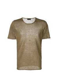 T-shirt girocollo marrone chiaro di Roberto Collina