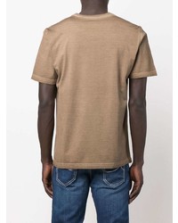 T-shirt girocollo marrone chiaro di Mazzarelli
