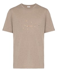 T-shirt girocollo marrone chiaro di Saint Laurent