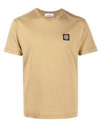 T-shirt girocollo marrone chiaro di Stone Island