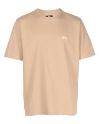T-shirt girocollo marrone chiaro di Stussy