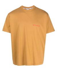 T-shirt girocollo marrone chiaro di Sunnei