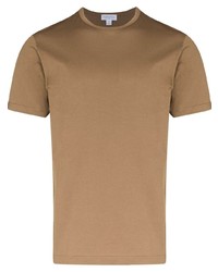 T-shirt girocollo marrone chiaro di Sunspel
