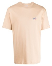 T-shirt girocollo marrone chiaro di Tommy Jeans
