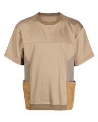 T-shirt girocollo marrone chiaro di White Mountaineering