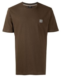 T-shirt girocollo marrone scuro di BOSS