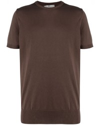T-shirt girocollo marrone scuro di Canali