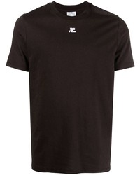 T-shirt girocollo marrone scuro di Courrèges