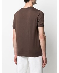 T-shirt girocollo marrone scuro di Canali
