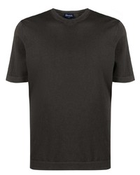 T-shirt girocollo marrone scuro di Drumohr
