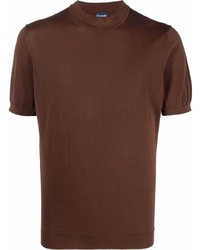 T-shirt girocollo marrone scuro di Drumohr