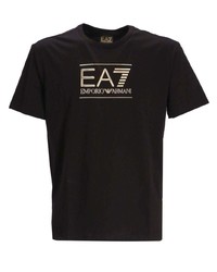 T-shirt girocollo marrone scuro di Ea7 Emporio Armani