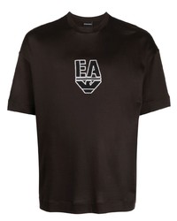 T-shirt girocollo marrone scuro di Emporio Armani