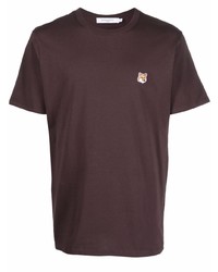 T-shirt girocollo marrone scuro di MAISON KITSUNÉ
