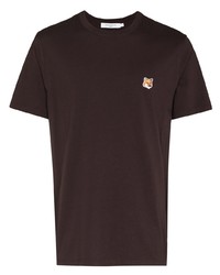 T-shirt girocollo marrone scuro di MAISON KITSUNÉ