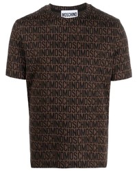 T-shirt girocollo marrone scuro di Moschino