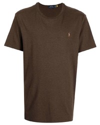 T-shirt girocollo marrone scuro di Polo Ralph Lauren