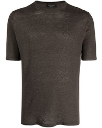 T-shirt girocollo marrone scuro di Roberto Collina