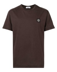 T-shirt girocollo marrone scuro di Stone Island