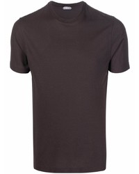 T-shirt girocollo marrone scuro di Zanone