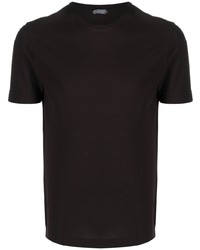 T-shirt girocollo marrone scuro di Zanone