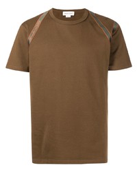 T-shirt girocollo marrone di Alexander McQueen