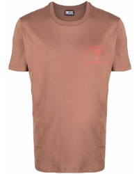 T-shirt girocollo marrone di Diesel