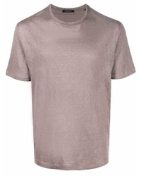 T-shirt girocollo marrone di Ermenegildo Zegna