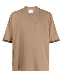 T-shirt girocollo marrone di Sacai