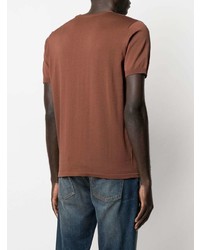 T-shirt girocollo marrone di Aspesi