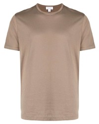 T-shirt girocollo marrone di Sunspel