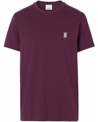 T-shirt girocollo melanzana scuro di Burberry