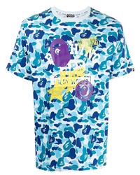 T-shirt girocollo mimetica azzurra di A Bathing Ape