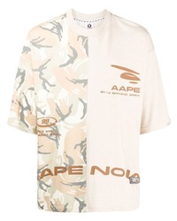 T-shirt girocollo mimetica beige di AAPE BY A BATHING APE