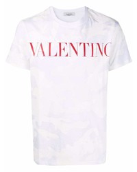 T-shirt girocollo mimetica bianca di Valentino